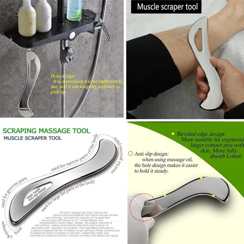 Set 5 Piezas Gua Sha Acero Inox Profesional Con Estuche