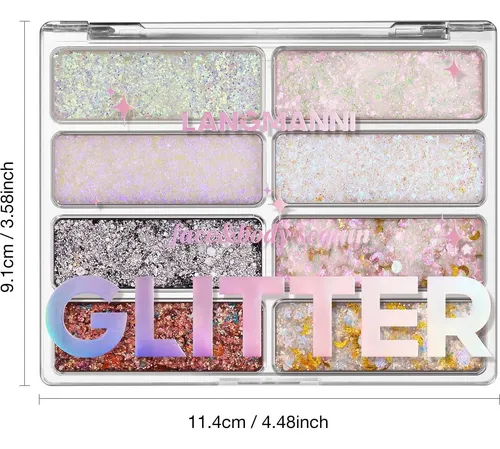 Paleta De Brillos Cuerpo Y Rostro Langmanni 8 Colores