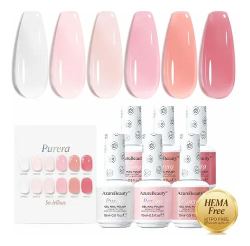 Kit Gel Uñas Jelly 6 Colores 15ml Azurebeauty