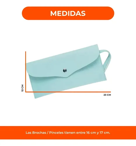 Set 12 Brochas Y Pinceles Para Maquillaje + Estuche Colores Color Celeste