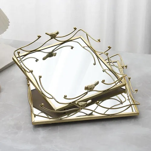 Organizador De Maquillaje Con Bandeja Decorativa Con Espejo,