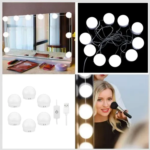 Led Mirror Light Set With 6 White Light Bulbs