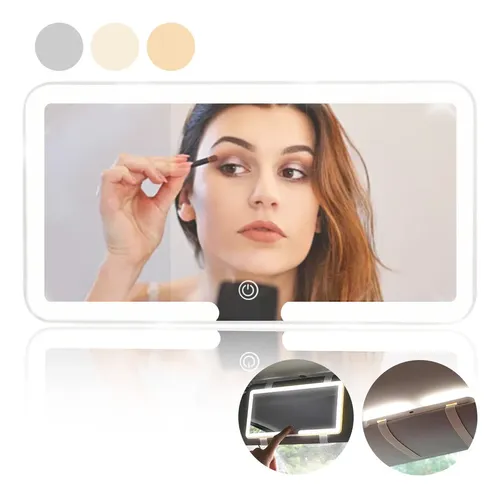 Espejo De Maquillaje De Visera De Coche Con 3 Modos Luz Ledc