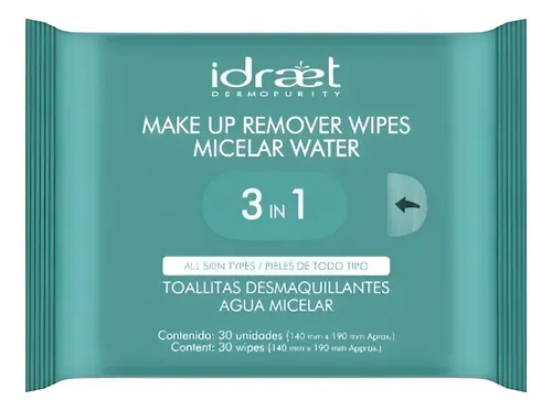 Idraet Toallitas Desmaquillante Descartable Agua Micelar 30u