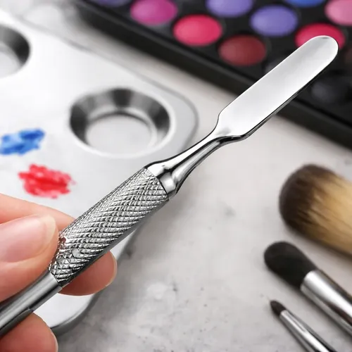 Paleta Mezcladora Y Espatula De Acero Para Maquillaje