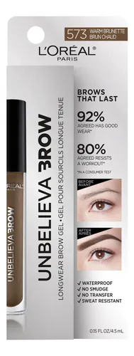 Gel Para Cejas L Oreal Paris Inbelieva-brow, Impermeable Y C Warm Brunette