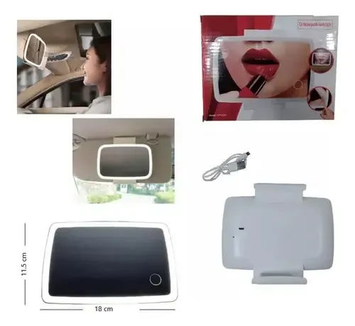 Espejo Maquillaje Auto Táctil Luces Led Parasol Retractil