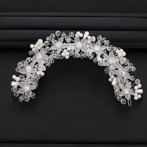 Ts Diadema De Perlas Y Flores De Cristal, Accesorios Para L