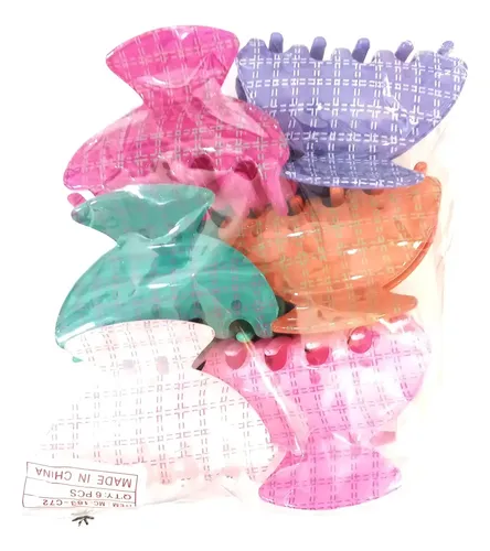 Pack X 6 Broches Medianos Hebillas Pelo En Colores Surtidos