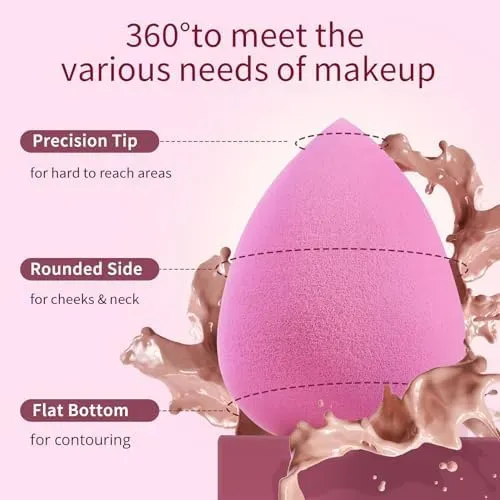 6 Pcs Beakey Super Soft Makeup Sponge Set Pink Latex Free