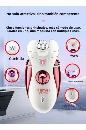 Depiladora Kemei 4 En 1 Luz Led Recargable Usb