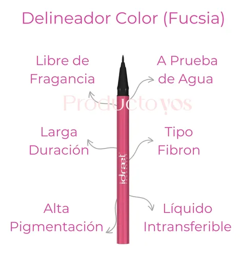 Delineador Liquido A Prueba De Agua Color Fucsia Idraet