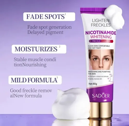 Limpiador Facial Aclarante Antimancha Niacinamida 80g Sadoer Todo Tipo De Piel Día/noche