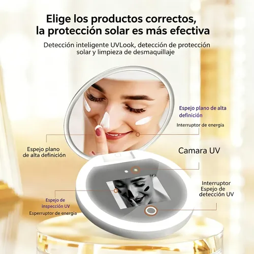 C Espejo Uv Inteligente Plegable Con Luz Led Portátil B