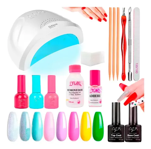 Kit Uñas Manicura Semipermanente Cabina Uv Led 48w Gel
