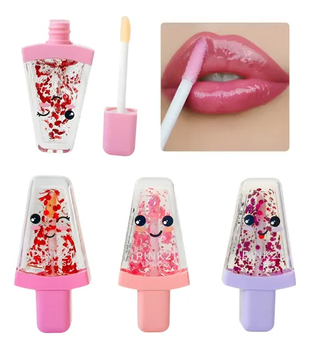 Labial Gloss Lipgloss Brillo Mágico Forma Heladito Pink 21