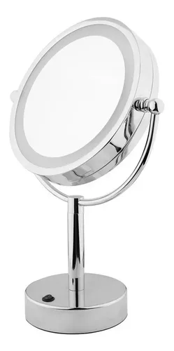 Espejo Led Maquillaje Aumento X5 Doble Faz Base 22cm Vip