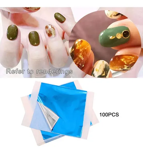 Hoja De Hoja De Oro Hoja De Arte De Uñas Papel Plata Azul