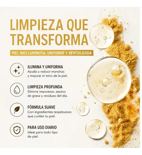 Limpiador Facial Iluminador Con Ácido Kójico Y Cúrcuma