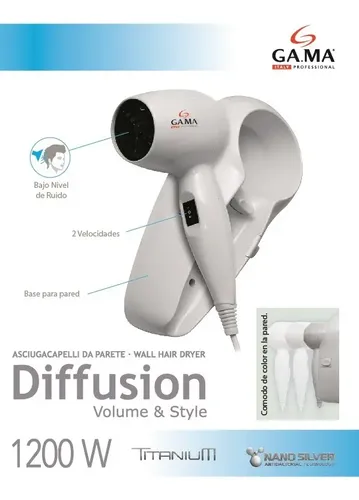Secador De Pelo Para Pared Ga.ma Italy Diffusion Hc125g Ideal Hotel Y Baño Pack 6un