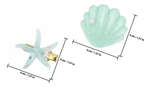 8 Clips De Conchas Y Estrellas De Mar Para El Cabello Niñas