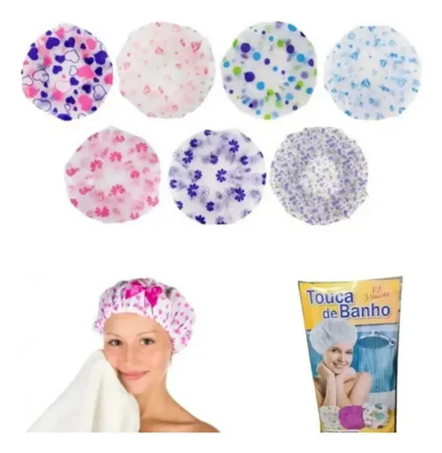 Kit Con 6 Gorros De Ducha De Plástico Cabello Seco Aleatorio