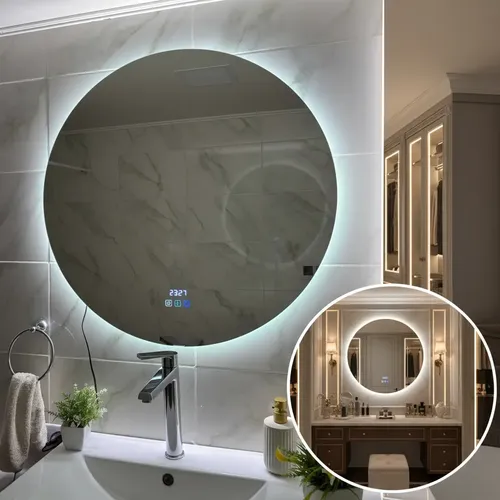 Espejo Led Inteligente 80cm Touch Desempañador Hora Temperat