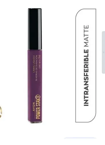 Labial Liquido Avon Intransferible Power On Plum Acabado Mate Color Violeta oscuro