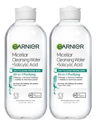 Garnier Agua Micelar Con Ácido Salicílico, Limpiador Facial