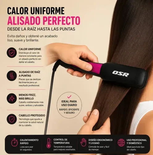 Planchita De Pelo Osr Regulador De Calor Color Rosa