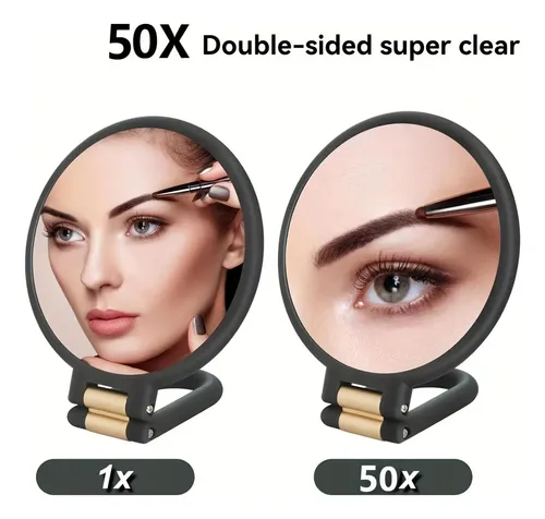 Espejo De Mano Doble Cara Con Aumento 1x 20x Portátil