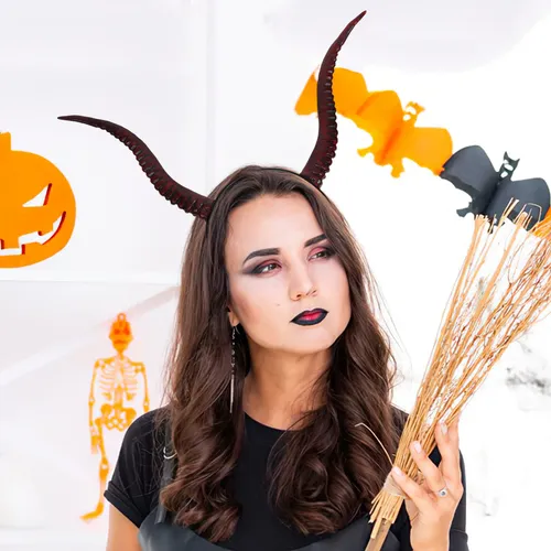 Diadema Con Cuernos De Diablo Para Halloween: Aro De Pelo Co