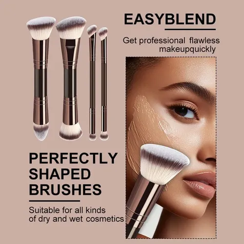 Set Brochas Maquillaje Profesional Sintéticas Base Rubor Con