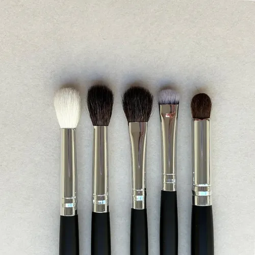 Kit 5 Brochas de Maquillaje para Ojos Glamory Cerdas Suaves Color Negro
