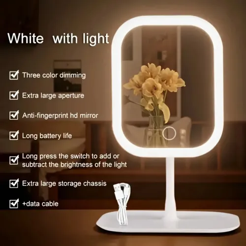 Espejo De Maquillaje Con Luz Led Usb Y Control Táctil 3 Colo