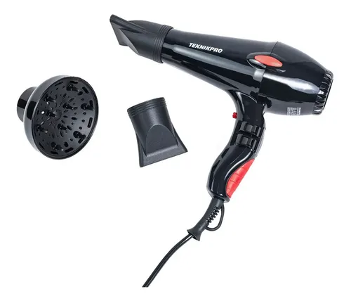 Secador De Pelo Profesional New Turbo Plus 2800 Teknikpro Color Negro