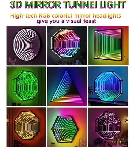 Lámpara Túnel Espejo Infinito Led Octogonal 70cm