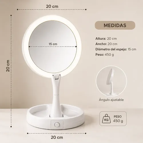 Espejo De Maquillaje Con Luz Led