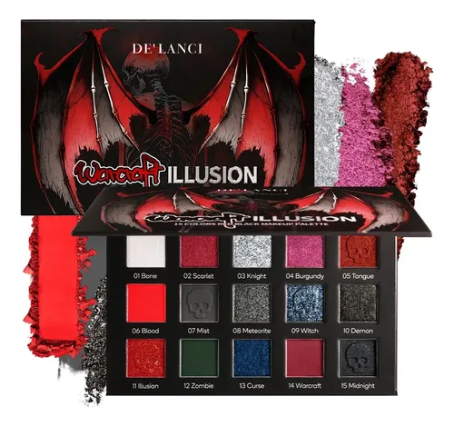 De’lanci Paleta Sombras Goth 15 Colores Rojo