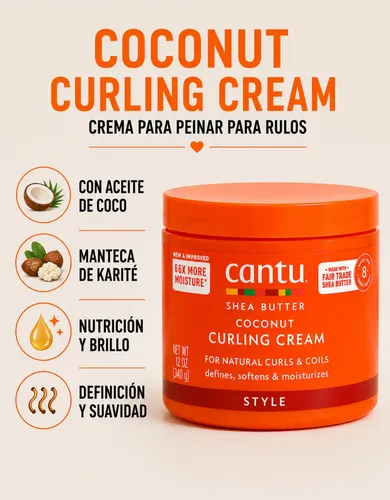 Crema De Peinar Cantu Coconut Curling Cream Antifrizz Rulos