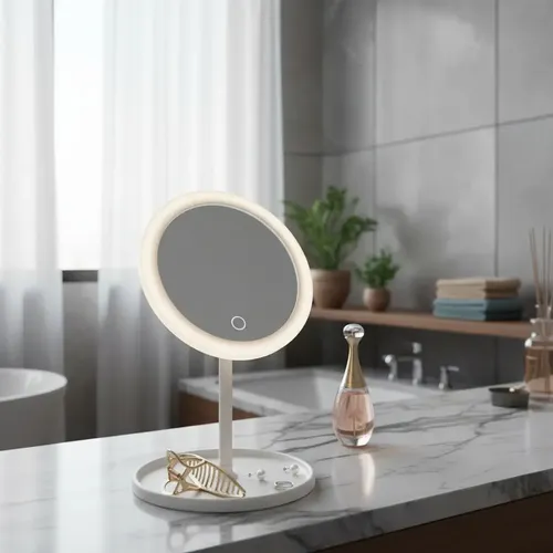 Espejo Circular Led Usb 3 Modos Luz Táctil Ajustable