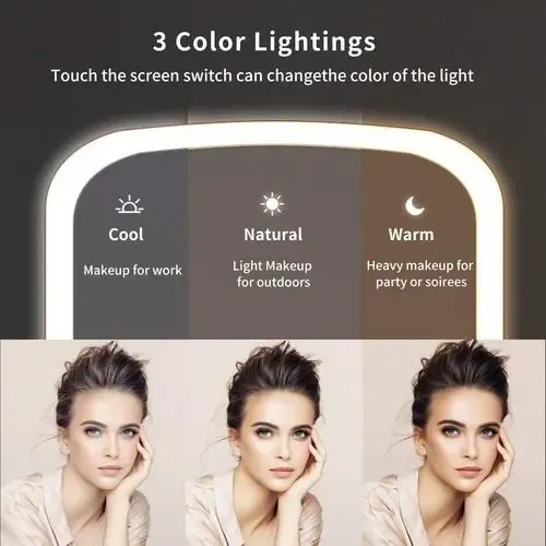 Espejo De Maquillaje Luz Led Con Soporte Touch Usb 3 Modos