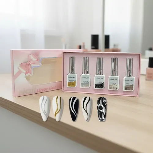 Kit Liners X5 Plata Mirror Dorado Gliter Negro Charm Limit