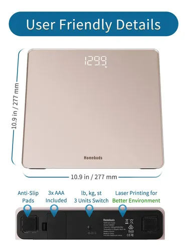 Báscula Digital De Baño Homebuds De Alta Precisión 182 Kg