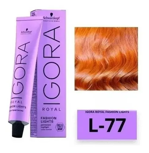 Tintura Schwarzkopf Professional Igora royal Specialities fashion lights tono l-77 mechas cobrizo intenso para cabello