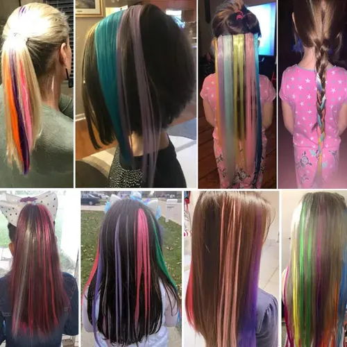) Extensiones De Cabello Coloreado De 20 Pulgadas Con Clip (