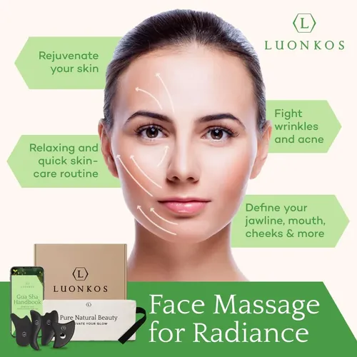 Set De Herramientas De Gua Sha Facial Luonkos De Piedra Bian