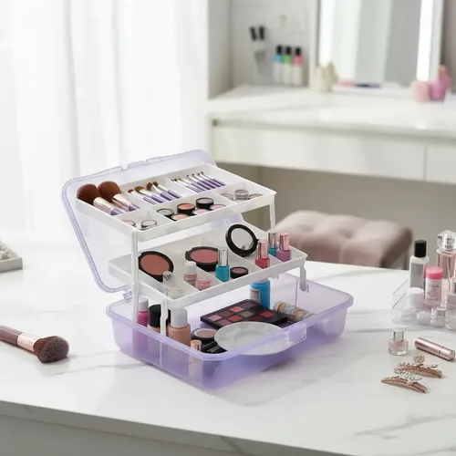 Valija Organizadora De Arte Y Maquillajes Plastica Con Traba