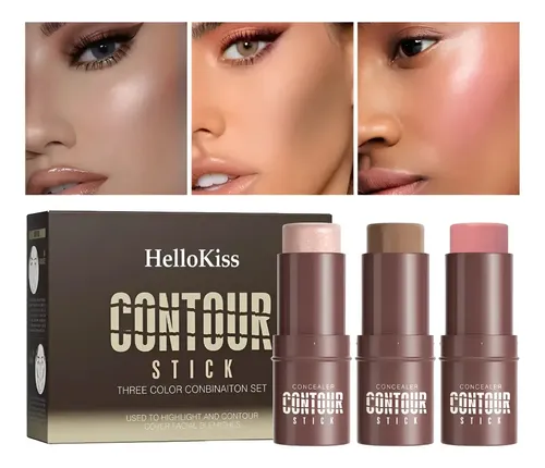 Barra Iluminador Y Contorno 3d Brillo Natural Rubor Facial