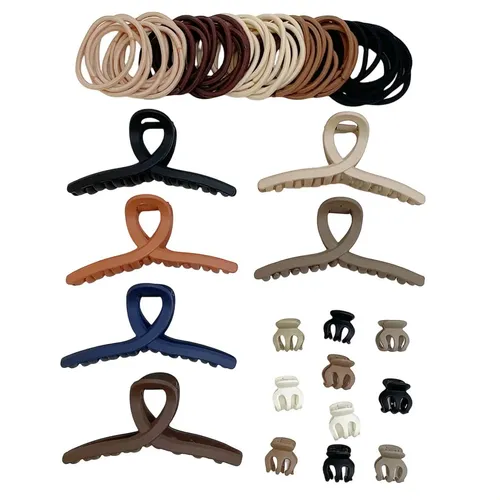 Set De 66 Accesorios Para El Cabello Con Clip En Tonos Neutr